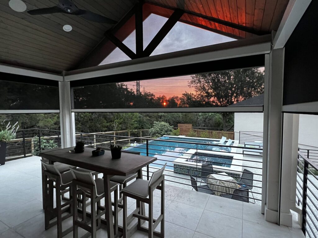 Black Exterior Solar Shades By Pool scaled brandon scaled